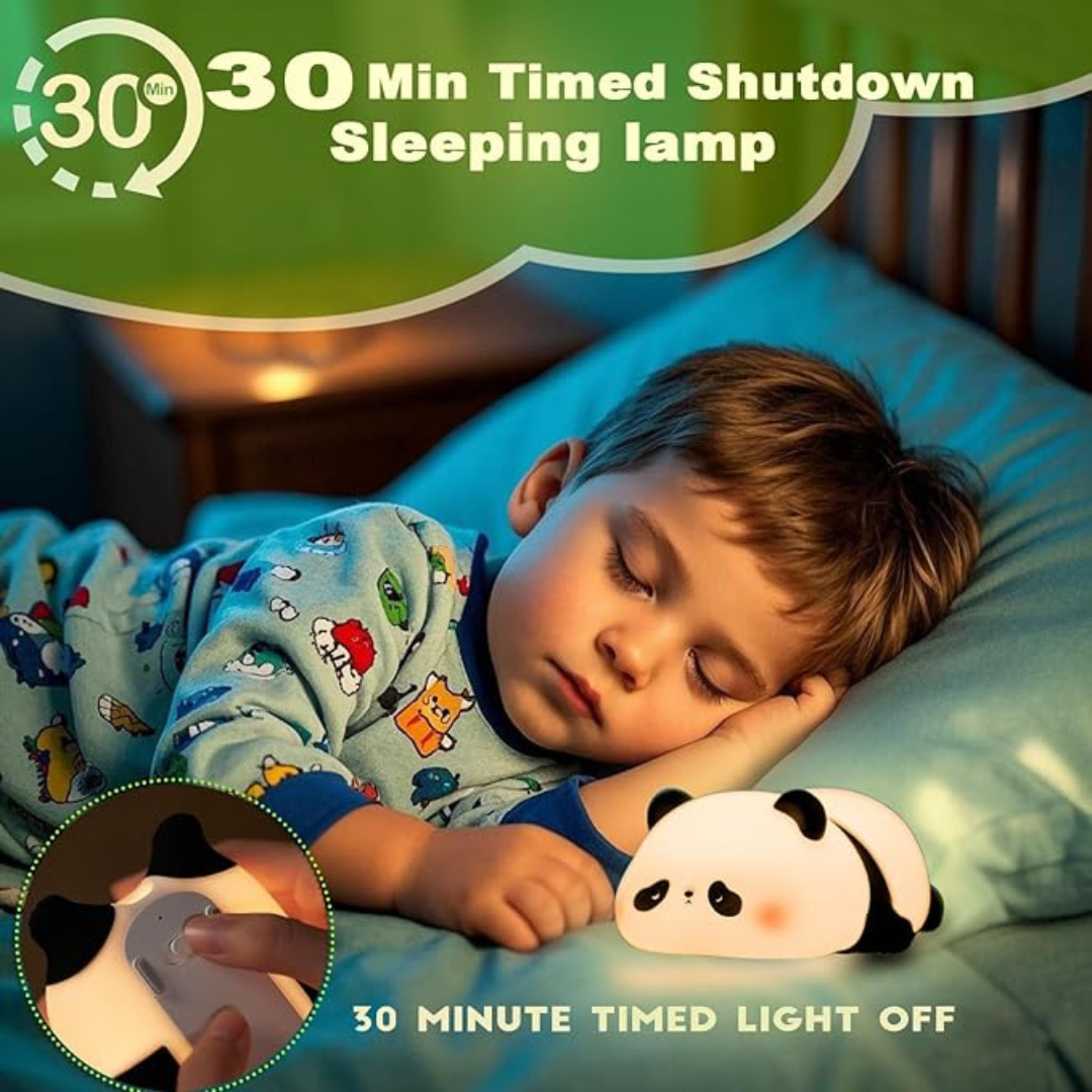 Sleeping Panda Silicon Night Light Touch Animal Night Lamp | Rechargeable LED Bedside Lamp for Children's Bedroom