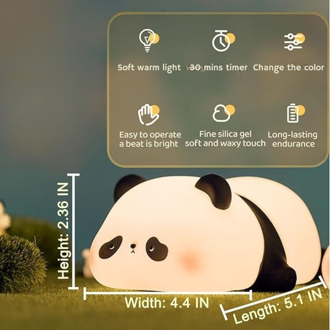 Sleeping Panda Silicon Night Light Touch Animal Night Lamp | Rechargeable LED Bedside Lamp for Children's Bedroom