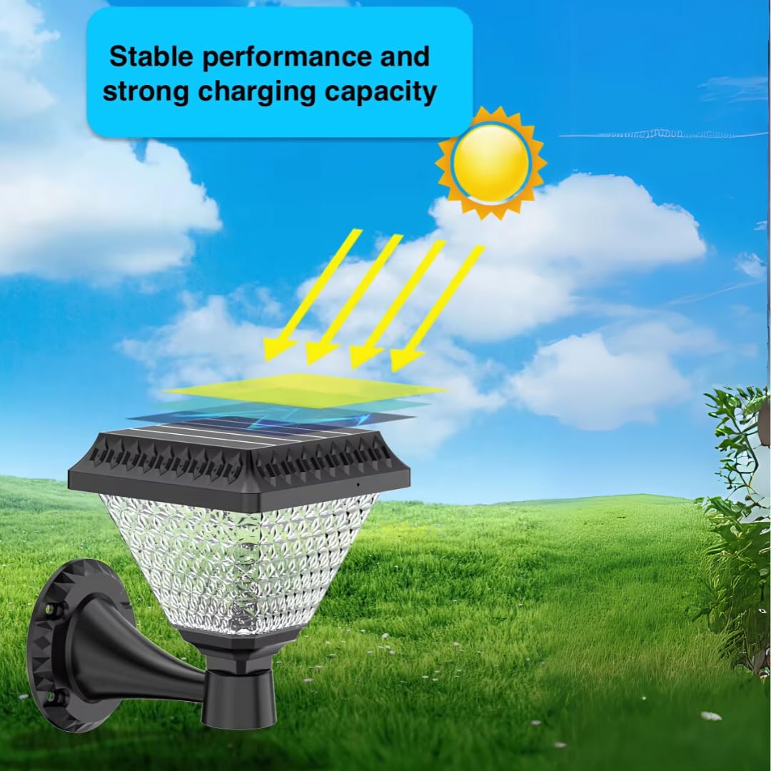 LED Solar Garden Lights with Remote Control | Tricolor with RGB Mode | Waterproof | Combo Pack of 2 | ABS & PC Body | Main Gate Light| Outdoor | Pillar | Decorative Light