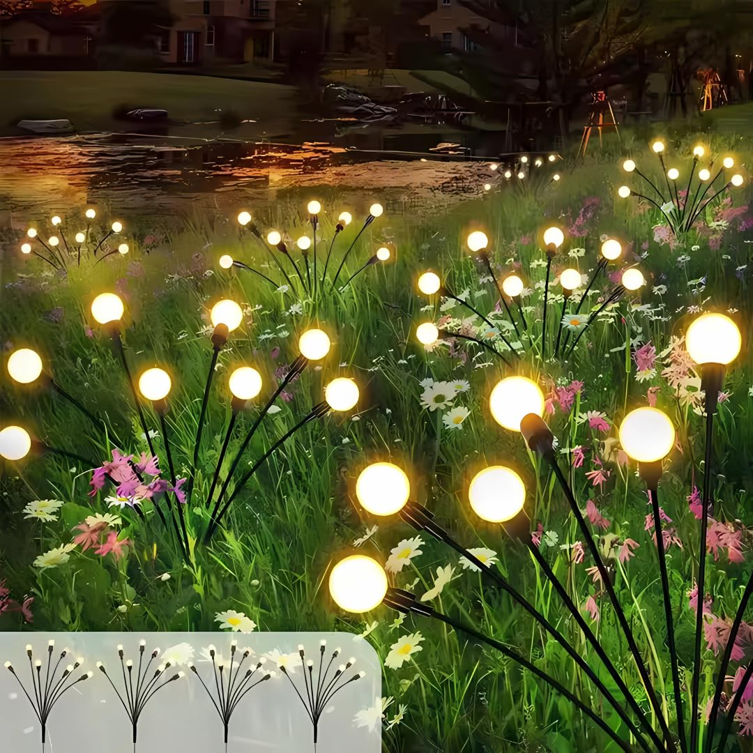 Solar Firefly Lights (8 LED Each) Solar Outdoor Lights Garden Lights Waterproof,Swaying Garden Lights for Path Fence | Set of 2/4