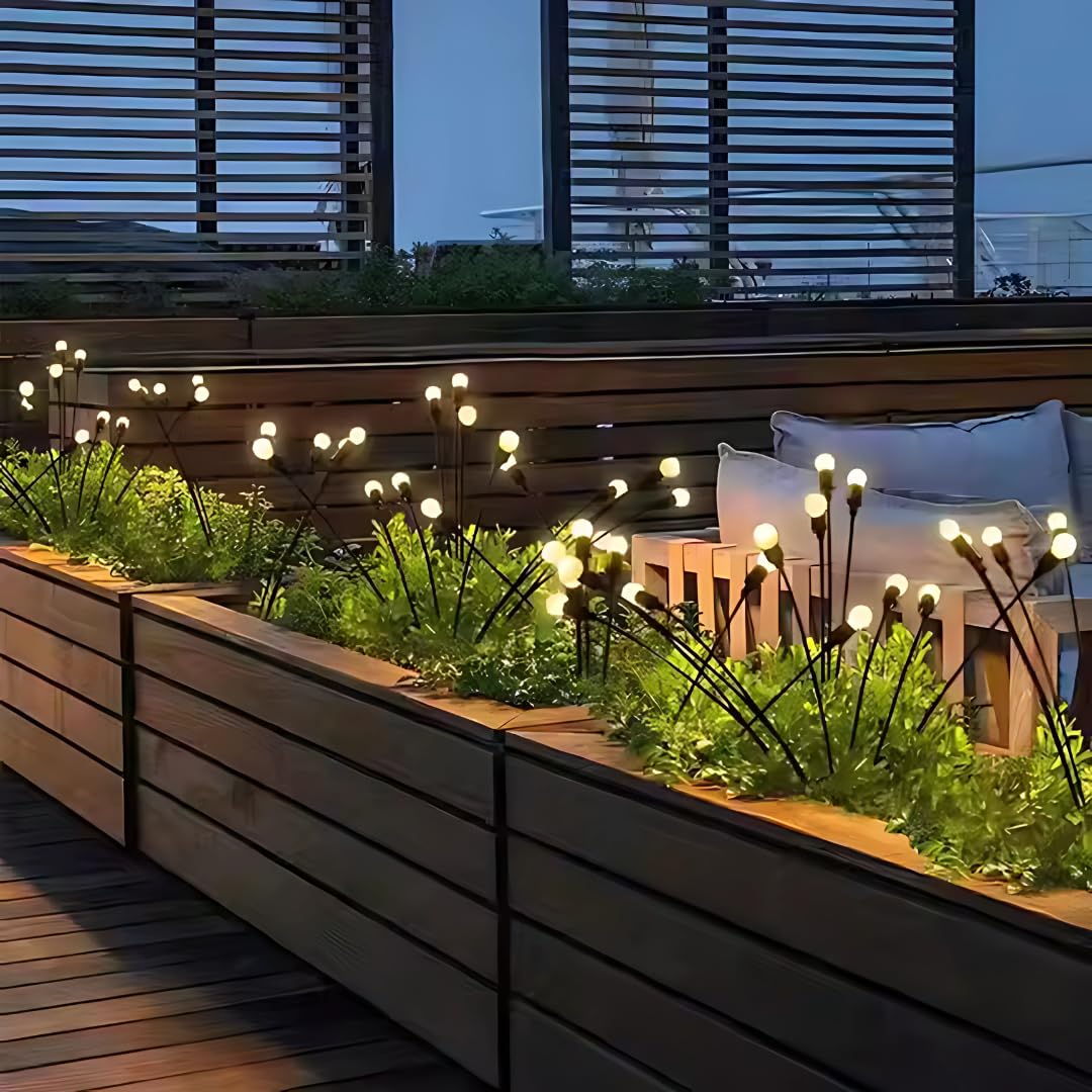 Solar Firefly Lights (8 LED Each) Solar Outdoor Lights Garden Lights Waterproof,Swaying Garden Lights for Path Fence | Set of 2/4