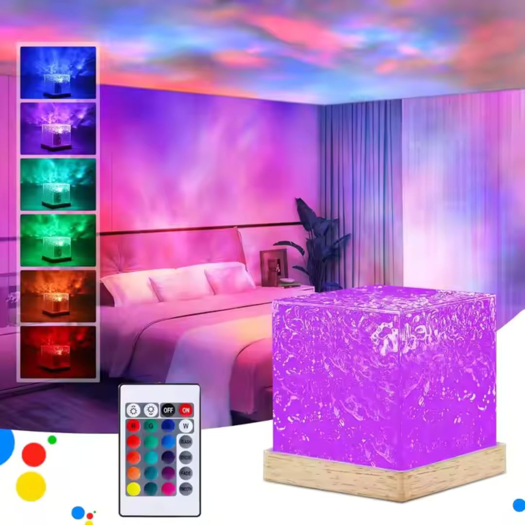 Water Ripple Projection Lamp β Color-Changing LED Light with Remote Control, Soothing Effect