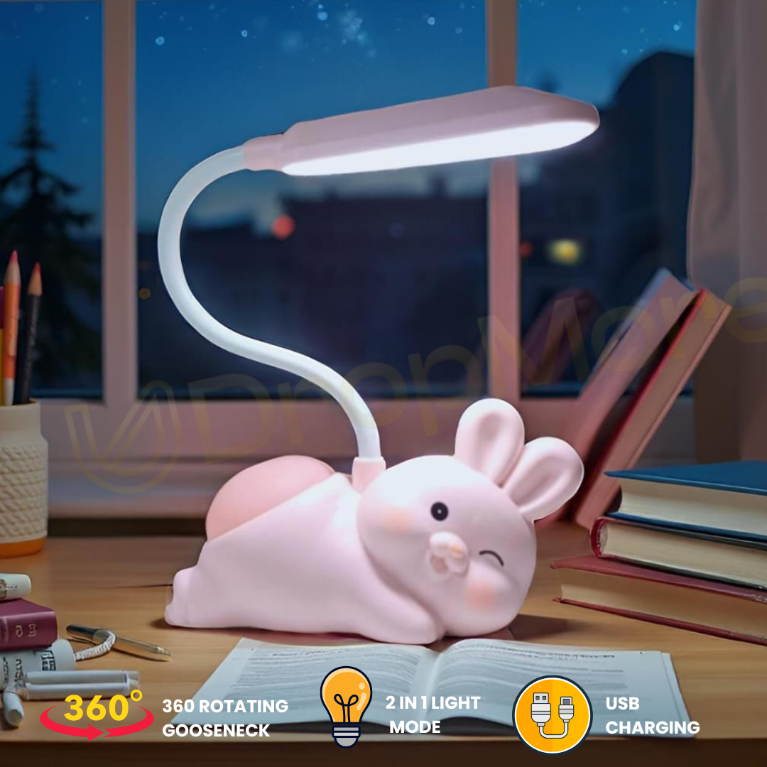 Rabbit LED Table Lamp | White & Pink