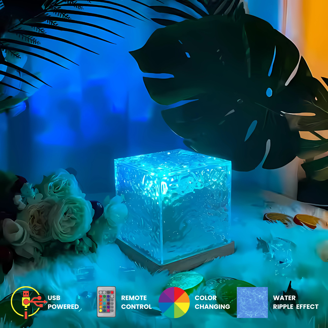 Water Ripple Projection Lamp β Color-Changing LED Light with Remote Control, Soothing Effect