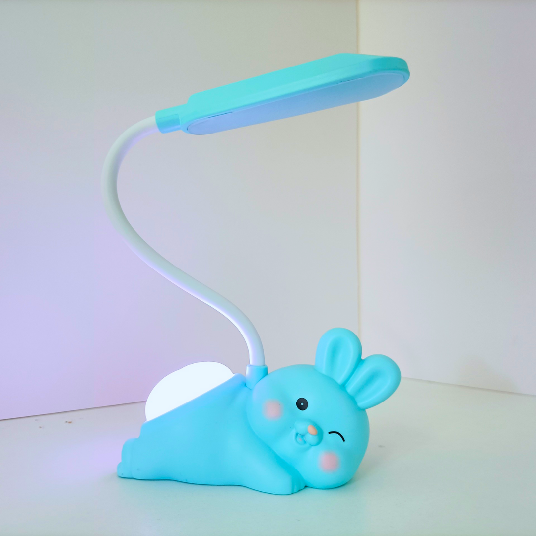 Rabbit LED Table Lamp for Kids with Night Light for Study Table, Bedroom, Study Room, Reading , Ambient Light , USB Charging, 2 Lamp Modes