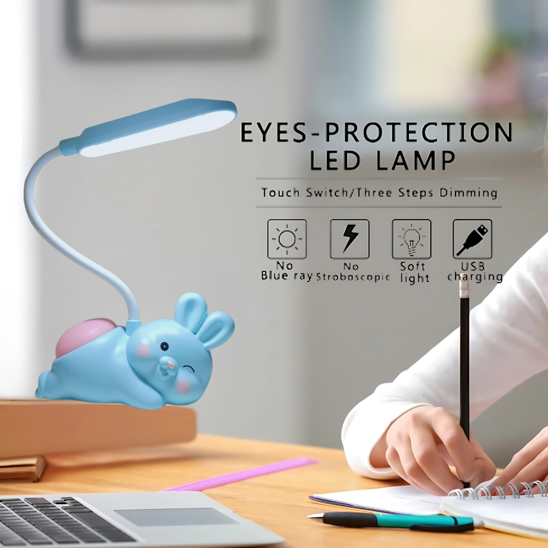 Rabbit LED Table Lamp for Kids with Night Light for Study Table, Bedroom, Study Room, Reading , Ambient Light , USB Charging, 2 Lamp Modes