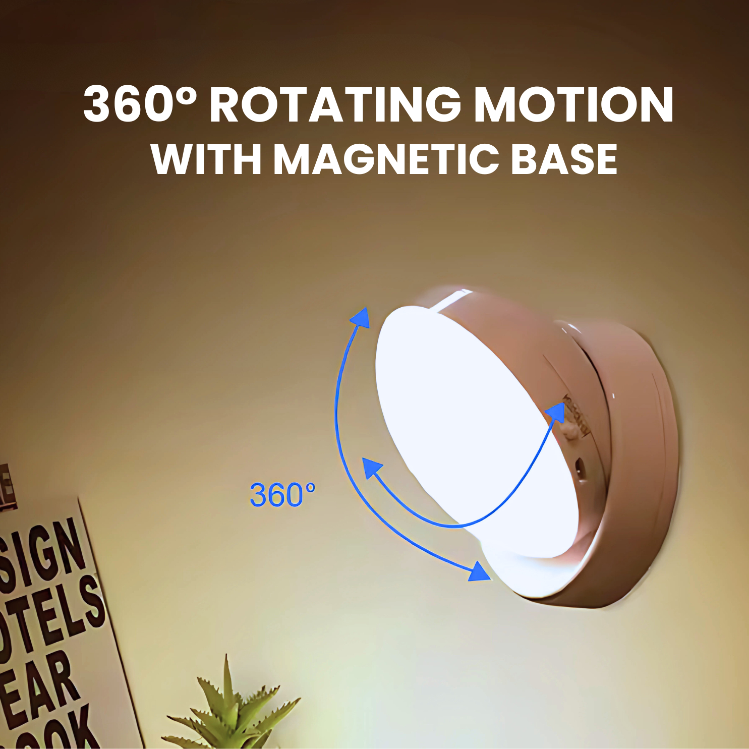 Premium 360° Rotating Body Induction Lamp - Magnetic Base, Motion Sensor, USB-C Rechargeable,Portable, 3 Modes (On/Off/Auto), Wireless