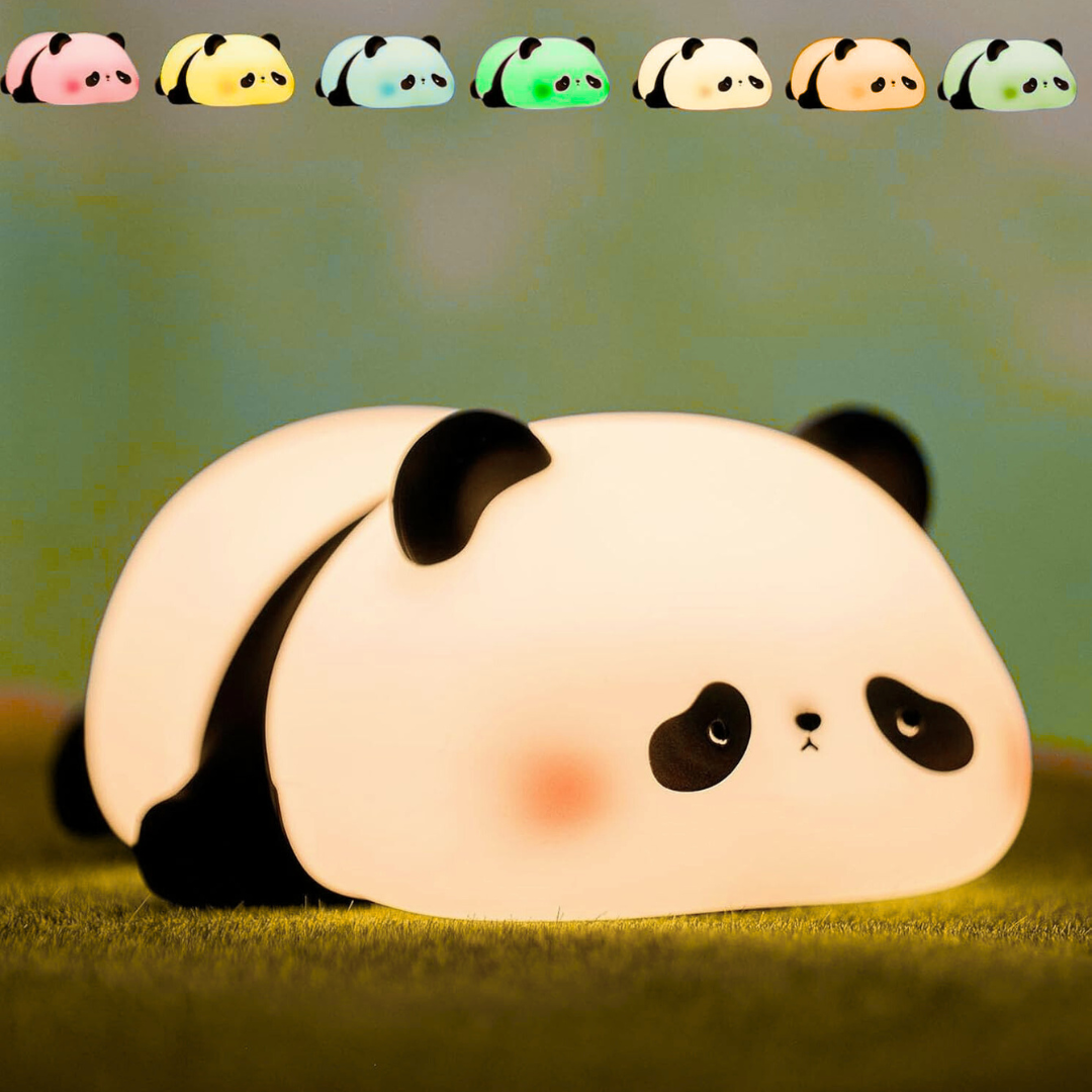 Sleeping Panda Silicon Night Light Touch Animal Night Lamp | Rechargeable LED Bedside Lamp for Children's Bedroom