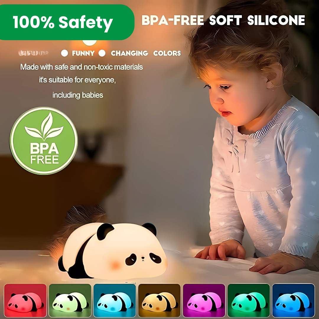 Sleeping Panda Silicon Night Light Touch Animal Night Lamp | Rechargeable LED Bedside Lamp for Children's Bedroom