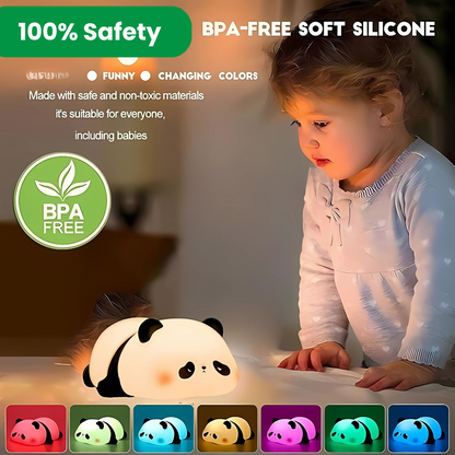Sleeping Panda Silicon Night Light Touch Animal Night Lamp | Rechargeable LED Bedside Lamp for Children's Bedroom