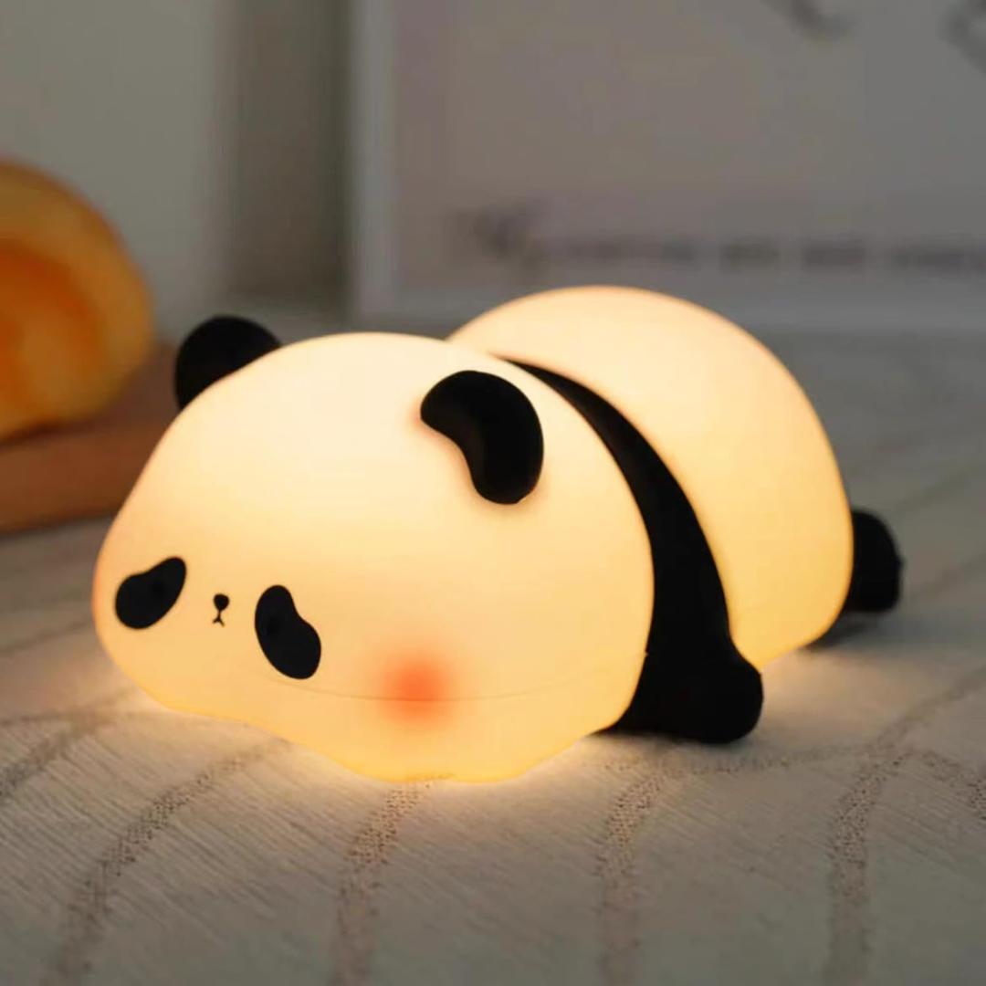 Sleeping Panda Silicon Night Light Touch Animal Night Lamp | Rechargeable LED Bedside Lamp for Children's Bedroom