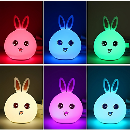 Cute Rabbit Silicone Light - Color-Changing LED Lamp with Touch Sensor & USB Rechargeable