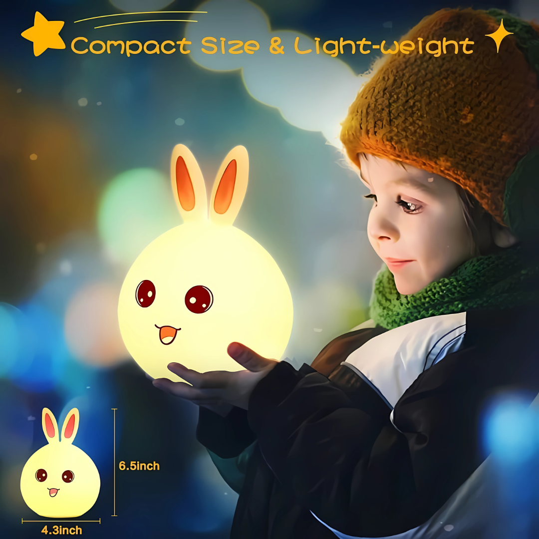 Cute Rabbit Silicone Light - Color-Changing LED Lamp with Touch Sensor & USB Rechargeable