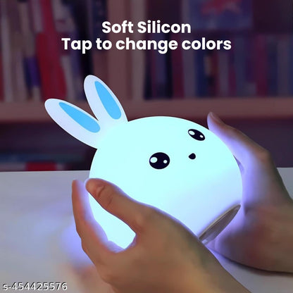 Cute Rabbit Silicone Light - Color-Changing LED Lamp with Touch Sensor & USB Rechargeable | Color-Changing Night Light | USB Rechargeable Light | Bedroom Decorative Light | Desk LED Lamp | Table Lamp Night Light |