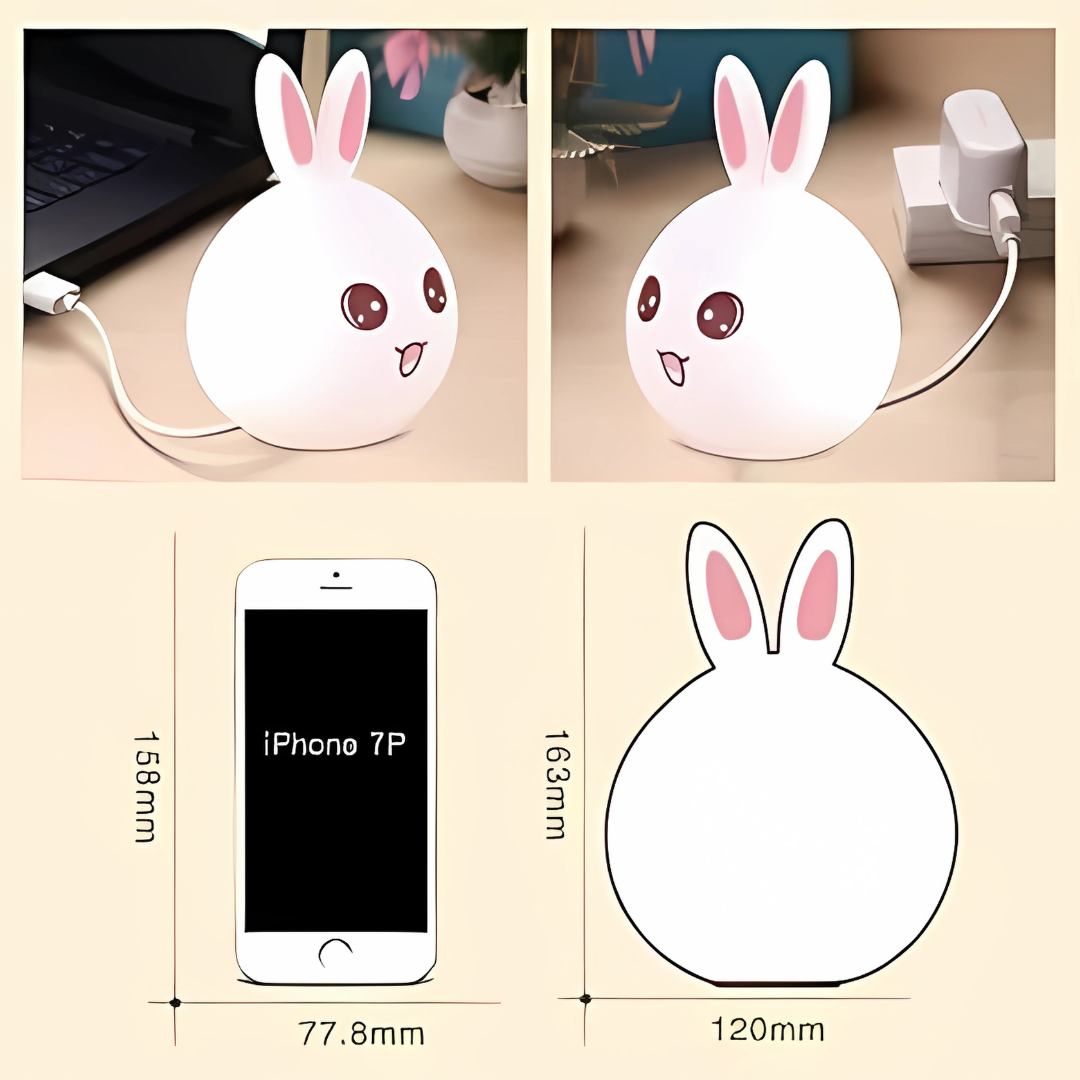 Cute Rabbit Silicone Light - Color-Changing LED Lamp with Touch Sensor & USB Rechargeable