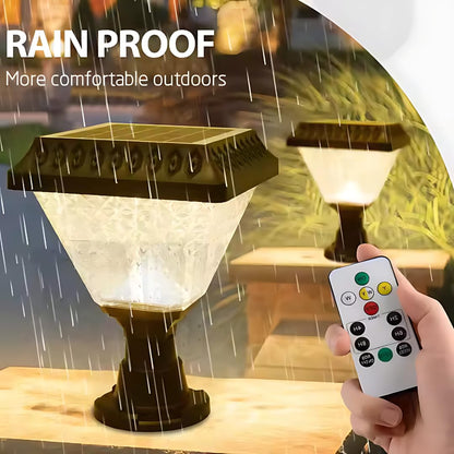 LED Solar Garden Lights with Remote Control | Tricolor with RGB Mode | Waterproof | Combo Pack of 2 | ABS & PC Body | Main Gate Light| Outdoor | Pillar | Decorative Light
