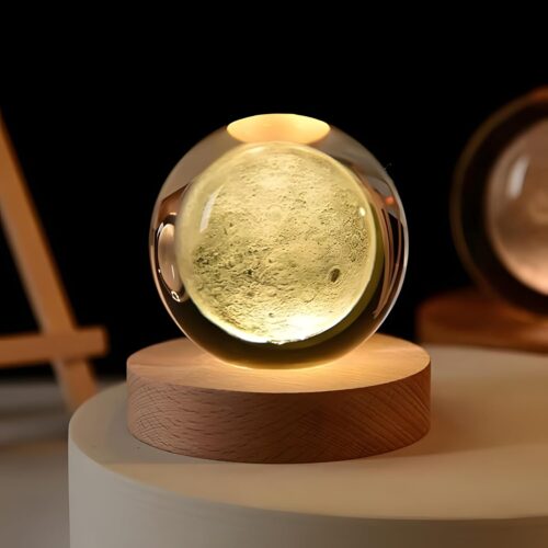 Crystal Ball Lamp with 3D Engraved Moon