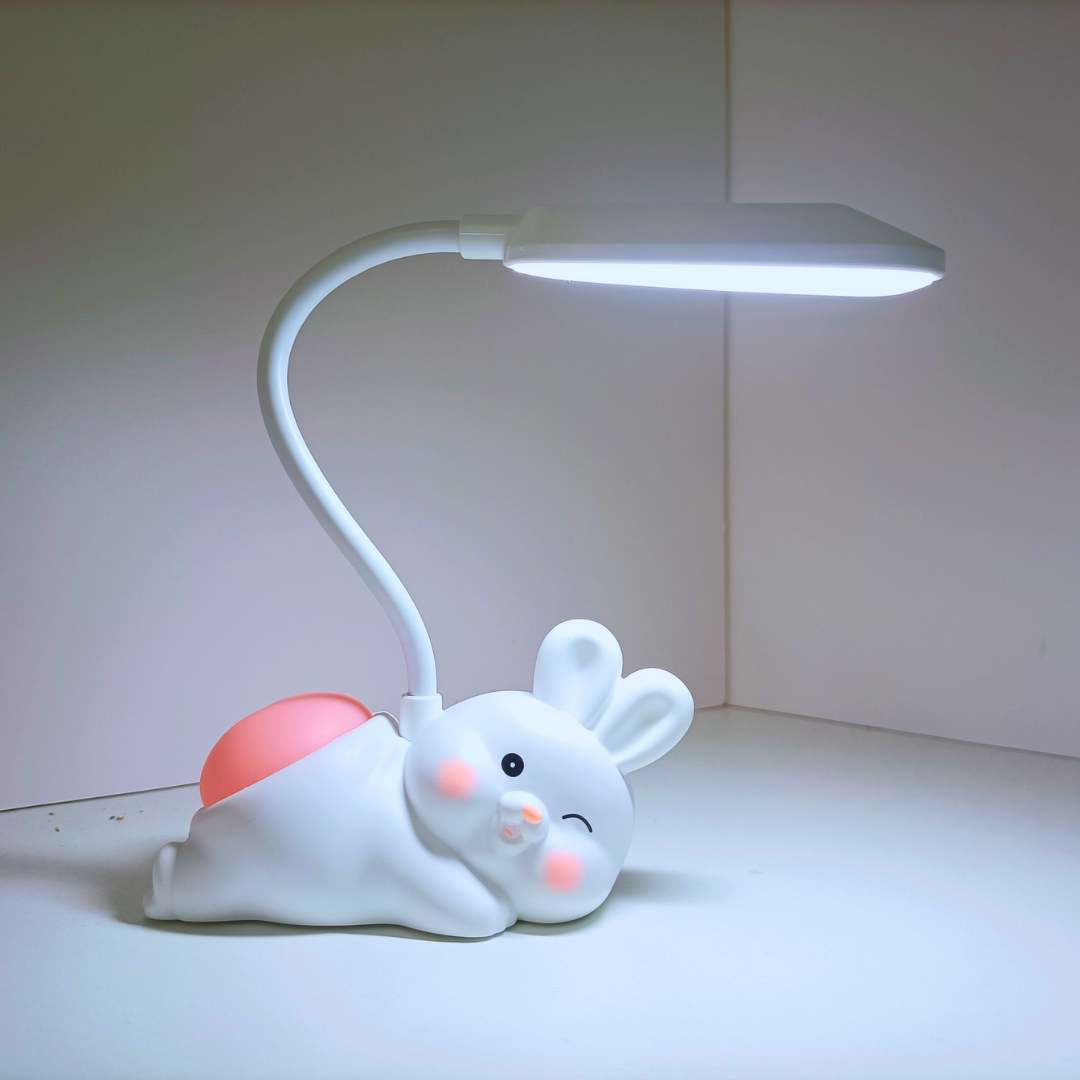 Rabbit LED Table Lamp for Kids with Night Light for Study Table, Bedroom, Study Room, Reading , Ambient Light , USB Charging, 2 Lamp Modes