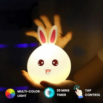 Cute Rabbit Silicone Light - Color-Changing LED Lamp with Touch Sensor & USB Rechargeable