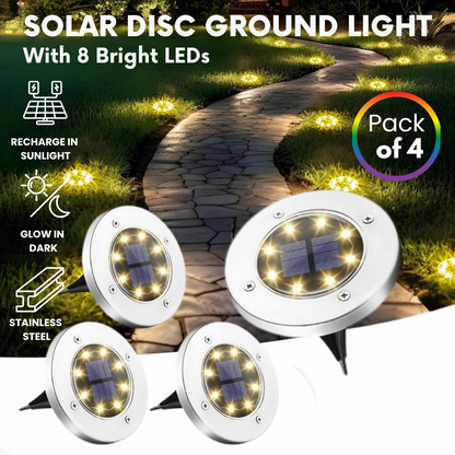 Solar Border Ground Lights – Waterproof IP65 In-Ground Solar Disk Lights for Pathway, Garden, Lawn, Driveway, and Walkway Lighting