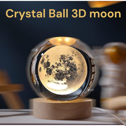 Crystal Ball Lamp with 3D Engraved Moon