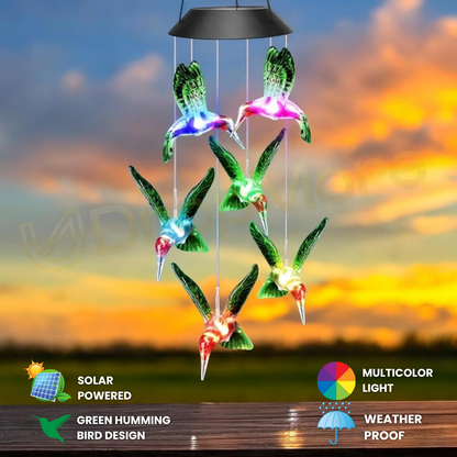Hummingbird Solar Wind Chimes | (Blue & Green)