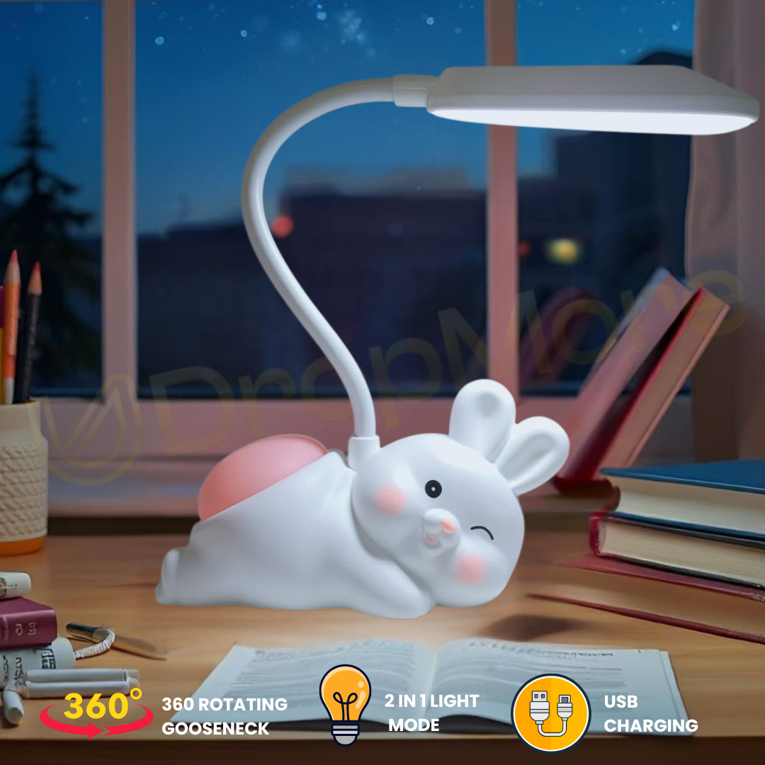 Rabbit LED Table Lamp | White & Pink