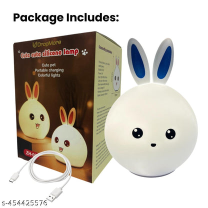 Cute Rabbit Silicone Light - Color-Changing LED Lamp with Touch Sensor & USB Rechargeable | Color-Changing Night Light | USB Rechargeable Light | Bedroom Decorative Light | Desk LED Lamp | Table Lamp Night Light |