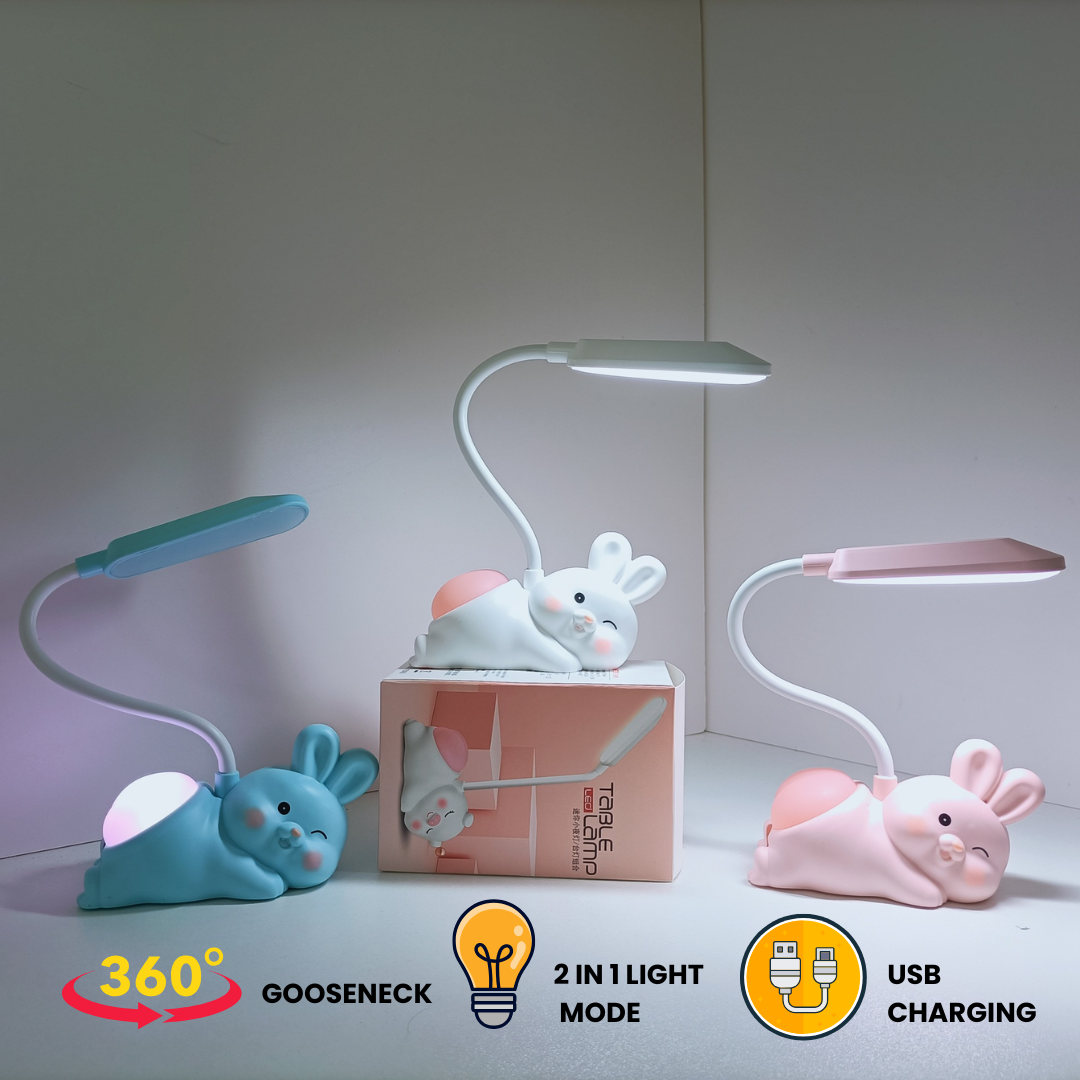 Rabbit LED  Lamp for Kids with Night Light for Study Table, Bedroom, Study Room, Reading , Ambient Light , USB Charging,