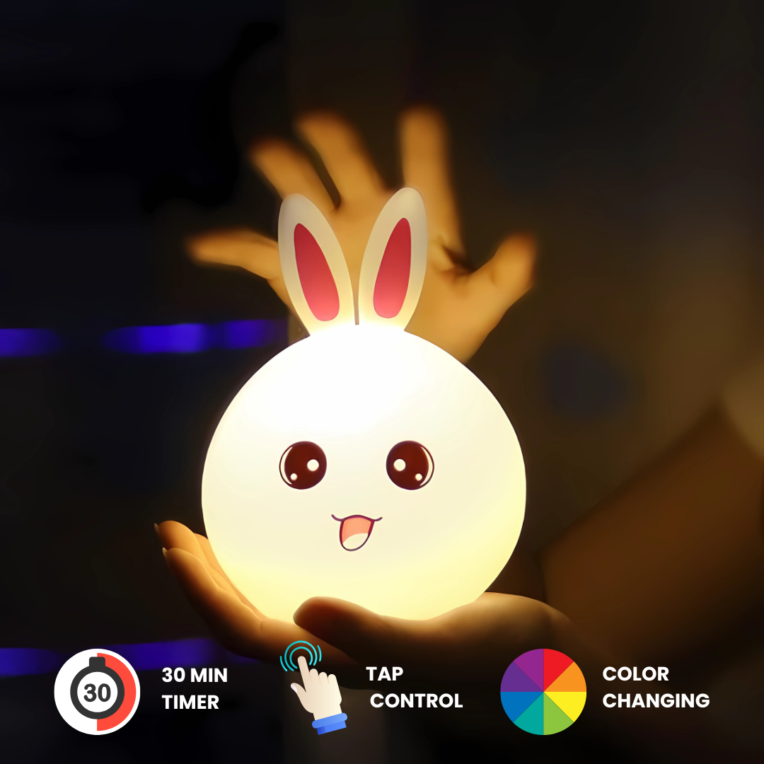 Cute Rabbit Silicone Light - Color-Changing LED Lamp with Touch Sensor & USB Rechargeable