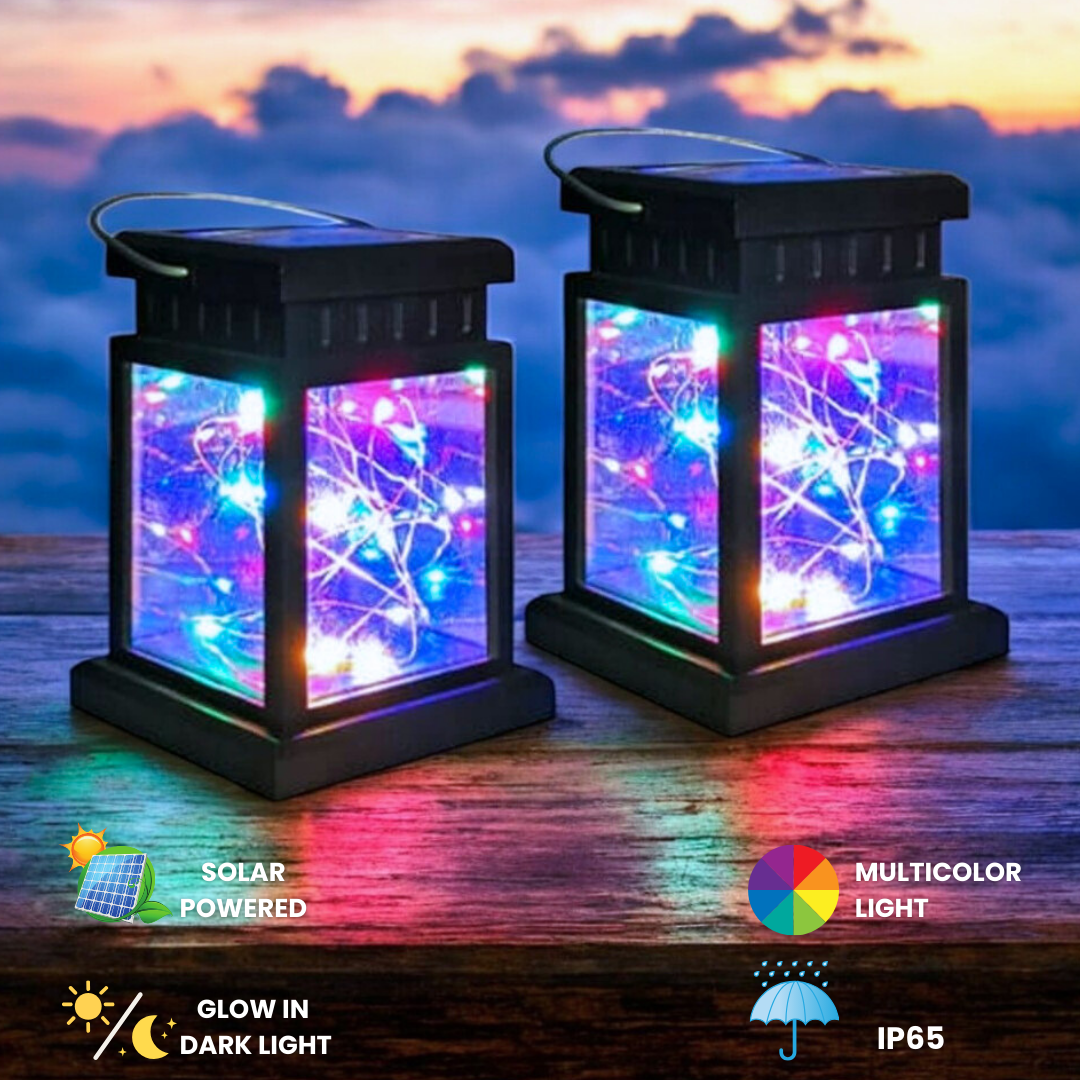 Solar Lantern Lamp Light| IP65 Weatherproof for Outdoor Garden  Decorative Landscape |Multicolor LEDs | Available in pack of 2/4