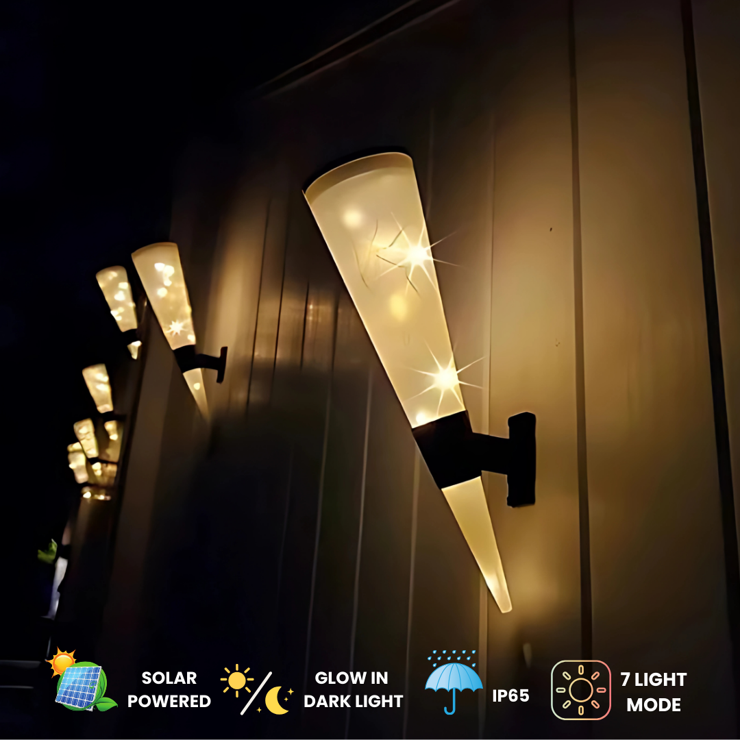 Solar Wall cone  Lamp |7 Light Modes | IP65 Water/Weather Proof for Garden, Yard,  Decor , Patio