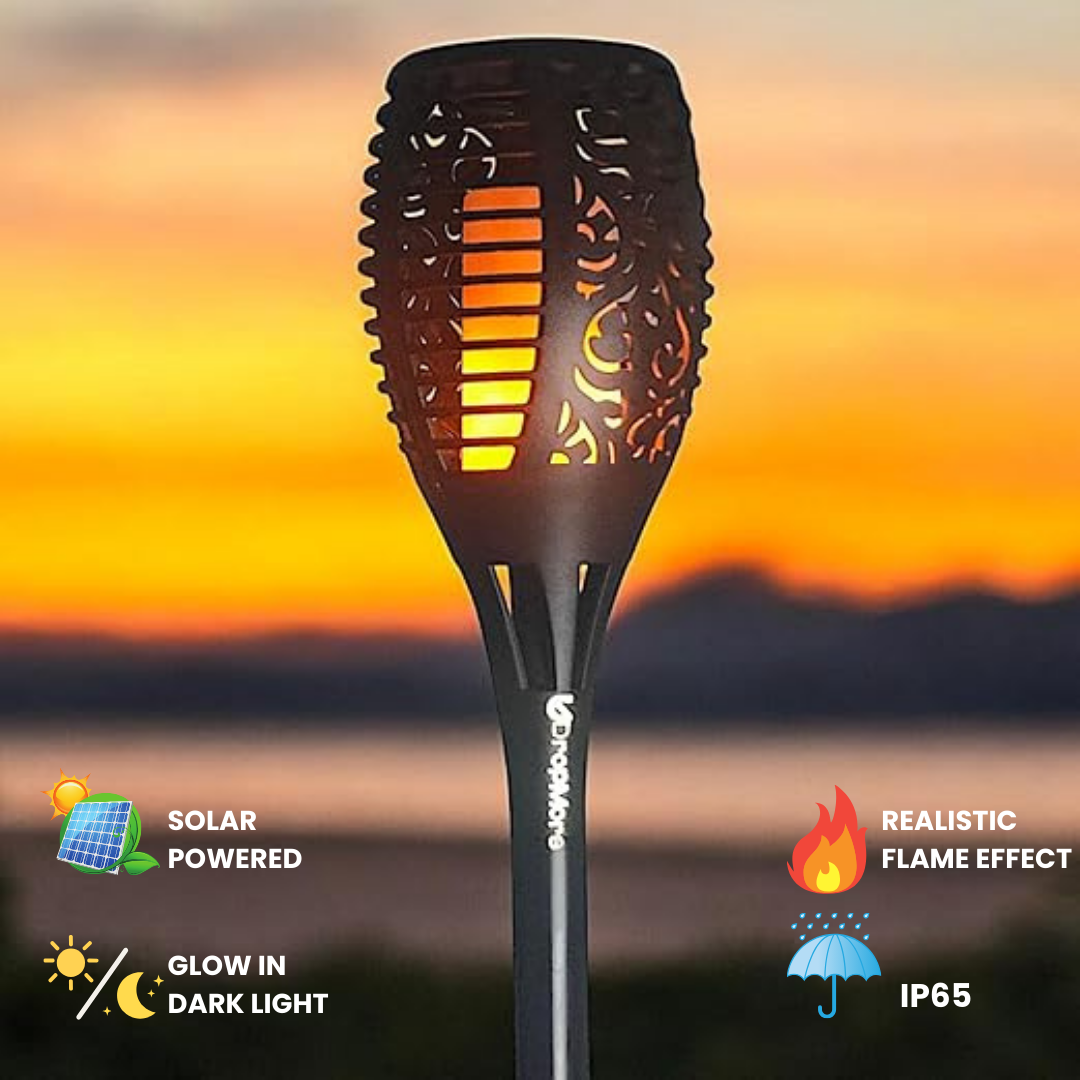 Solar Flame 33 LED Soft Ambient Light for Garden, Decorative Lights, Solar Rechargeable | Available in pack of 2/4