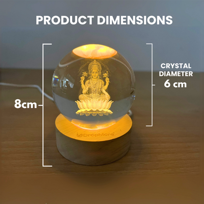 Crystal Ball Lamp (Laxmi Ganesh Set) 3D Laser Engraved LED lamp for Home Office Desk Puja Room Decoration | Worship Idol | Gifts for Festival | Birthday | New Year Gift | Study Table