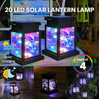 Solar 20 LED Lantern Lamp Light | 600 mAh Inbuilt Rechargeable Battery IP65 Weatherproof for Outdoor Garden Decorative Landscape Festival Balcony Pathways Multicolor