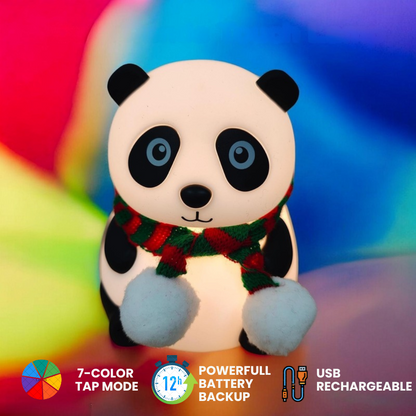 Cute Panda Touch Night Light 7 Color Changing LED Lamp, Soft Silicone Design