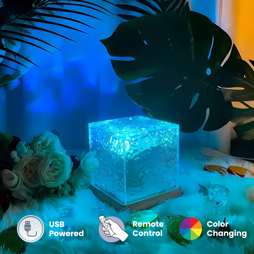 Water Ripple Projection Lamp – Color-Changing LED Light with Remote Control, Soothing Effect