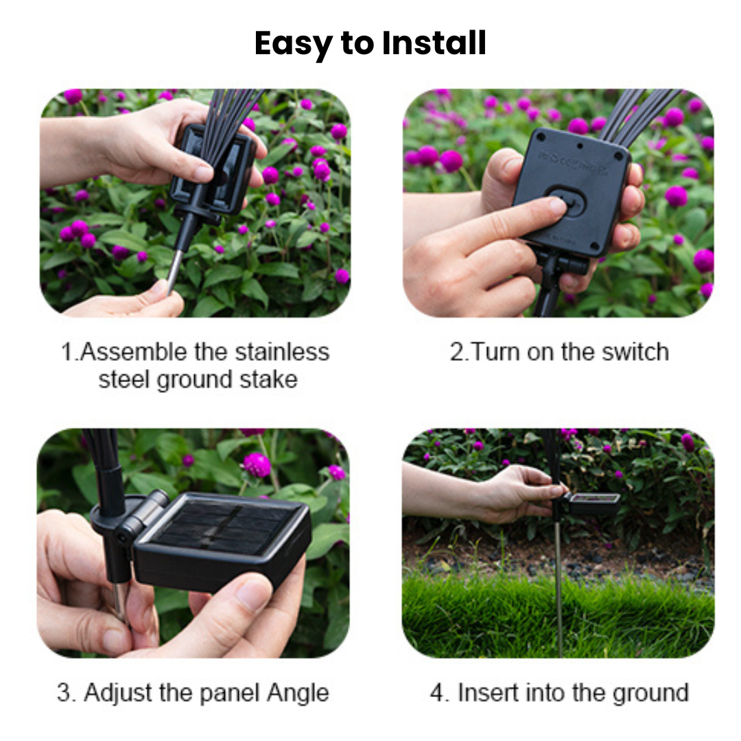 Solar Firefly Lights (8 LED Each) Solar Outdoor Lights Garden Lights Waterproof,Swaying Garden Lights for Path Fence | Set of 2/4