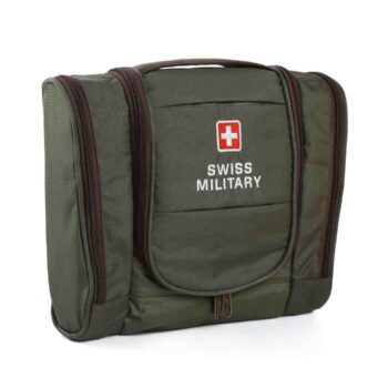 Swiss Military Travel Bag Unisex Makeup Pouch, Travel Organizer, Water Resistant, Multiple Compartments with Quick Access Pocket, Durable Zippers, Green | TB2