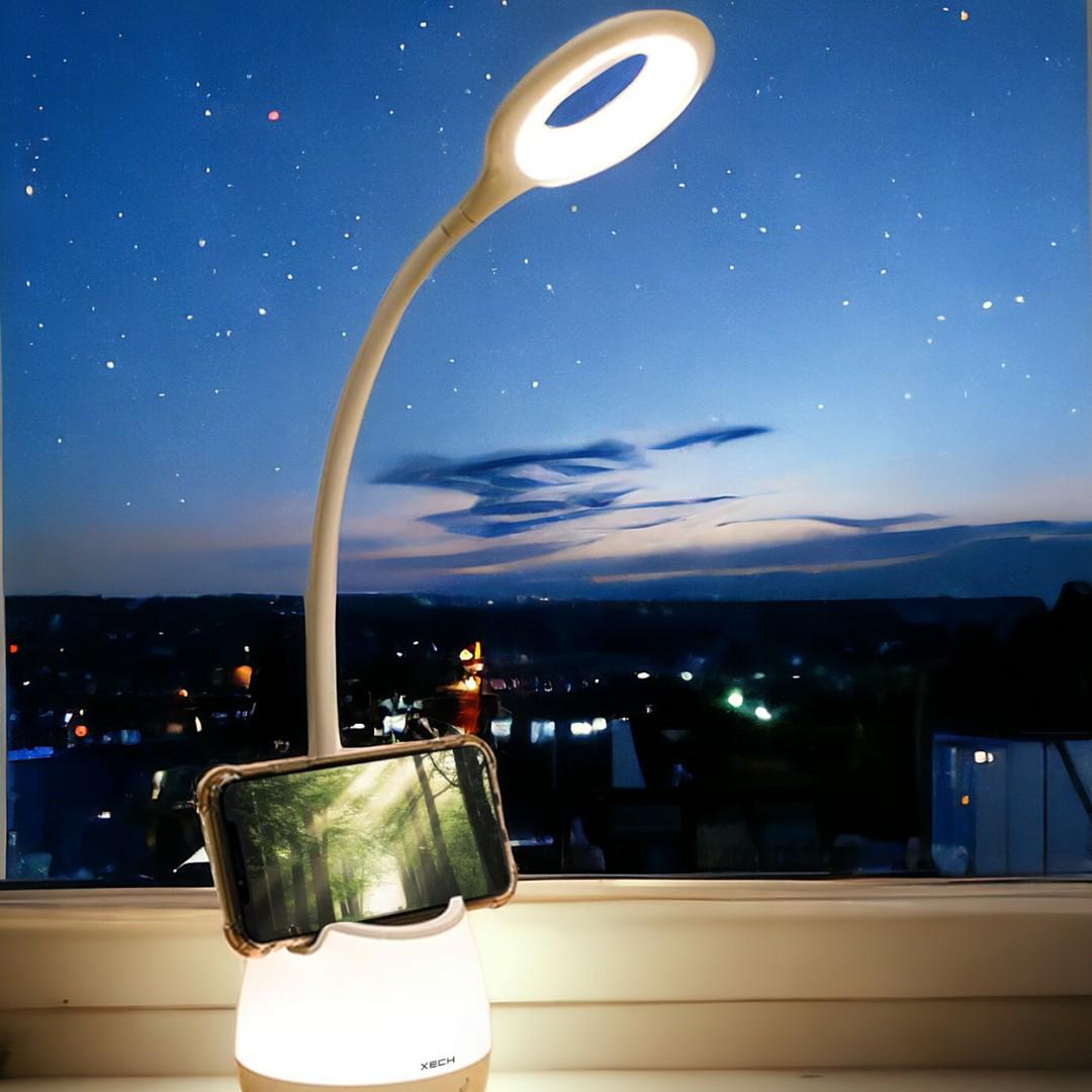 Xech Table Lamp for Study Ambient Night Lamp with Pen Stand & Phone Holder Rechargeable Desk Light Touch Lamp for Reading Mood Lighting (Lumos) (Modern, Lumoss)