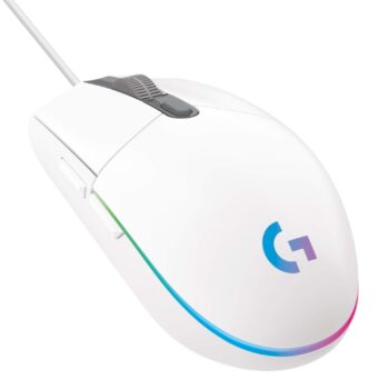 Logitech G203 Wired Gaming Mouse, 8,000 DPI, Rainbow Optical Effect LIGHTSYNC RGB, 6 Programmable Buttons, On-Board Memory, Screen Mapping, PC/Mac Computer and Laptop Compatible – White