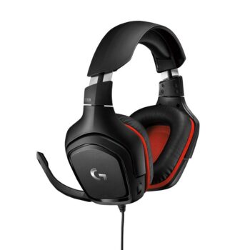 Logitech G331 Wired Over Ear Gaming Headphones, 50 mm Audio Drivers, Rotating Leatherette Ear Cups, 3.5 mm Audio Jack, with mic, Lightweight for PC, Mac, Xbox One, PS4, Nintendo Switch- Black/Red