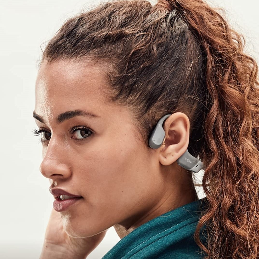 SHOKZ OpenRun Bone Conduction Sports Headphones, Bluetooth (Grey)