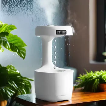 Humidifier with Anti-Gravity Water Drop Design, For Room With 24Hrs Led Display For Moisture Humidity Top-Rated Cool Mist Humidifiers, 800 ML