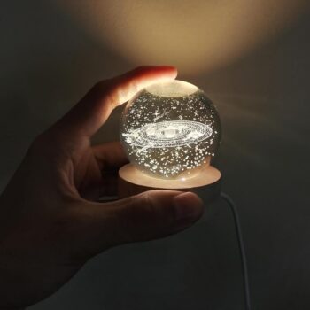 Crystal Ball Lamp with 3D Engraved Solar System