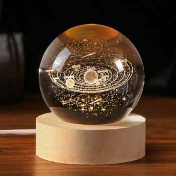 Crystal Ball Lamp with 3D Engraved Solar System