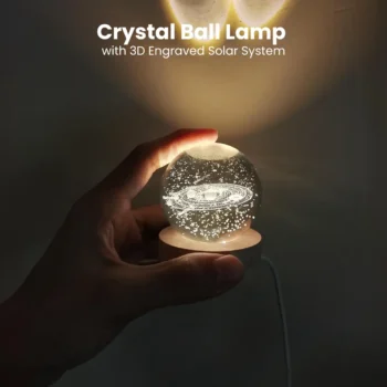 Crystal Ball Lamp with 3D Engraved Solar System