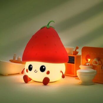 Strawberry Nightlight Lamp Warm Yellow Light Built-in Rechargeable Battery with USB Charging Cable