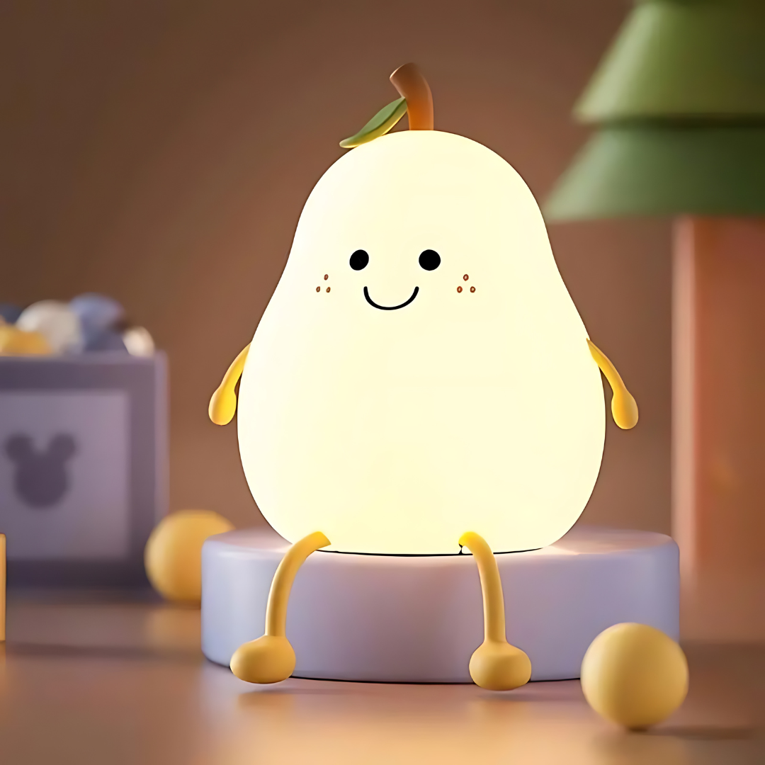 Silicone Pear Night Light Cute Smile USB Night Light for Boys Girls