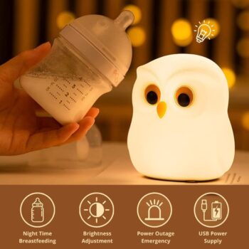 Owl Night Lamp for Bedroom, Touch Silicone Lamp, 7 Colour Changing Light for Kid Bedroom, USB Rechargeable, Diwali Lights for Decoration